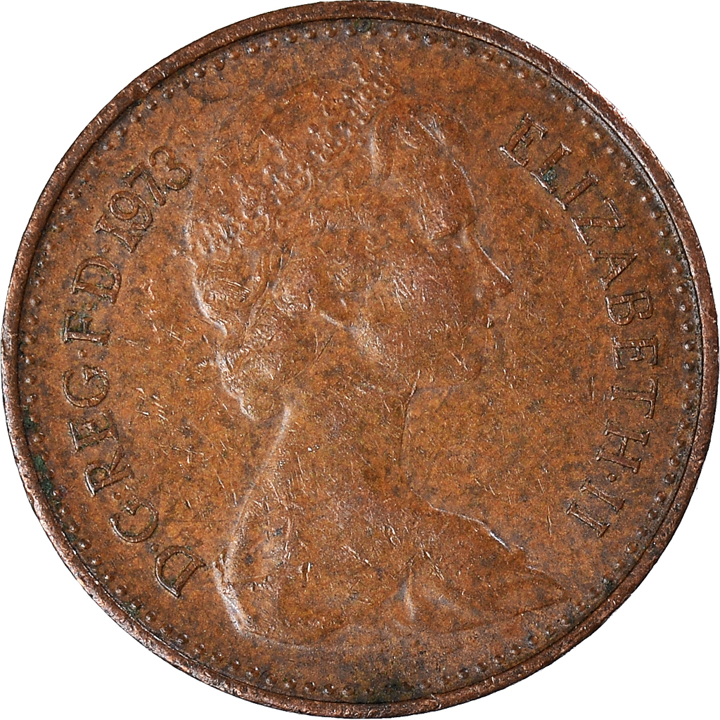Moneda, Gran Bretaña, 1/2 New Penny, 1973
