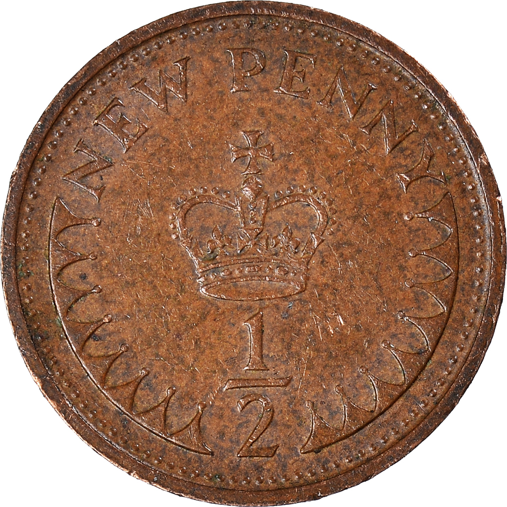 Moneda, Gran Bretaña, 1/2 New Penny, 1973