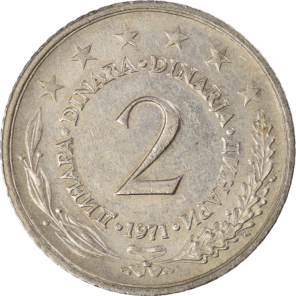 Moneda, Yugoslavia, 2 Dinara, 1971