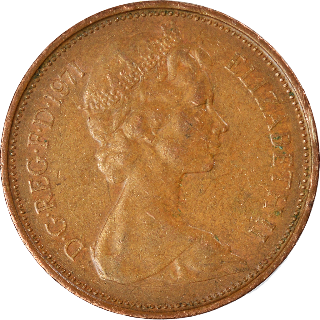 Moneda, Gran Bretaña, 2 New Pence, 1971
