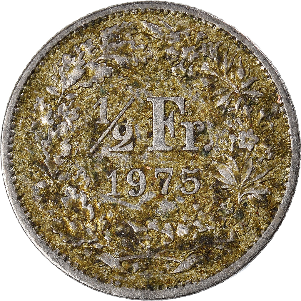 Moneda, Suiza, 1/2 Franc, 1975