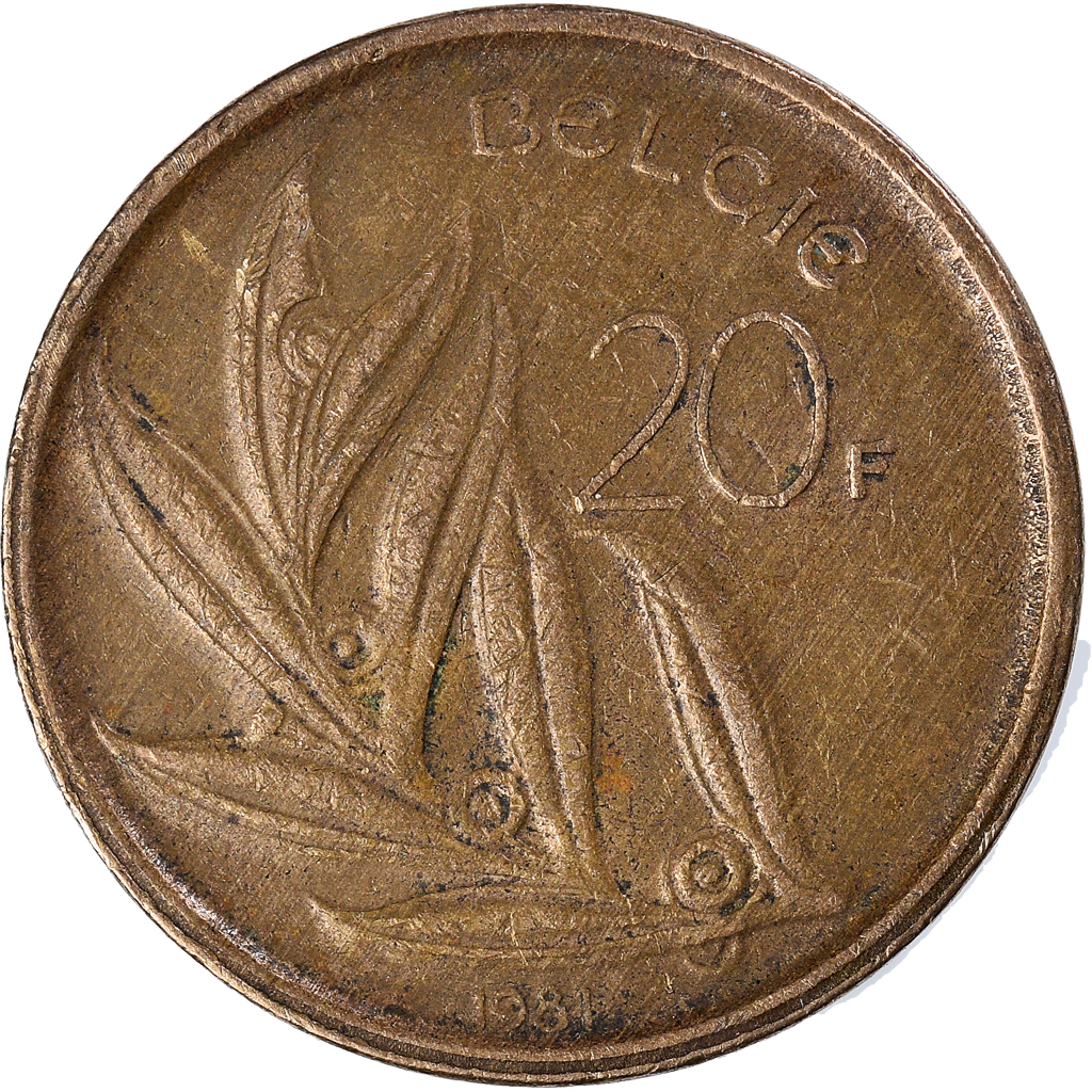 Moneda, Bélgica, 20 Francs, 20 Frank, 1981