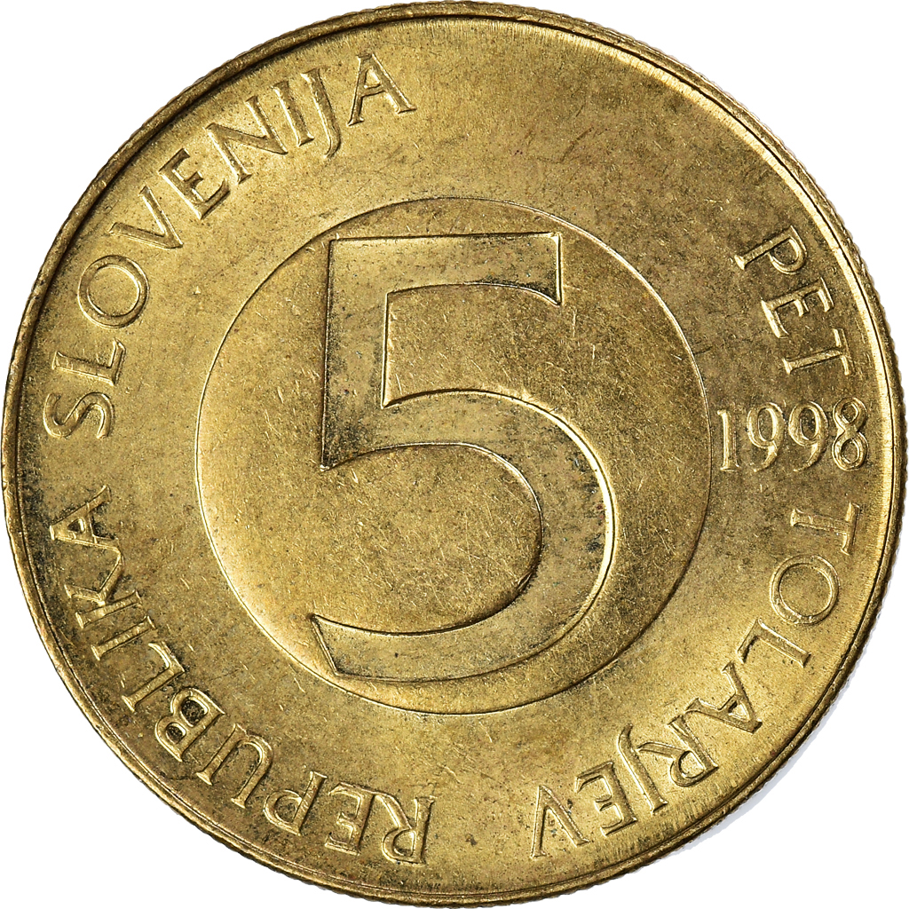 Moneda, Eslovenia, 5 Tolarjev, 1998