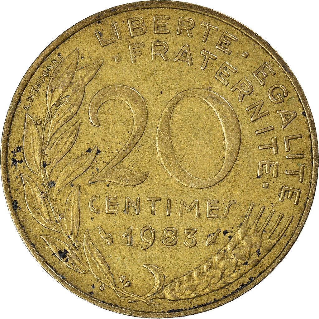 Moneda, Francia, 20 Centimes, 1983