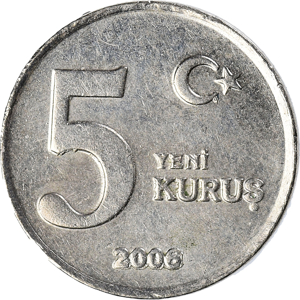 Moneda, Turquía, 5 New Kurus, 2006