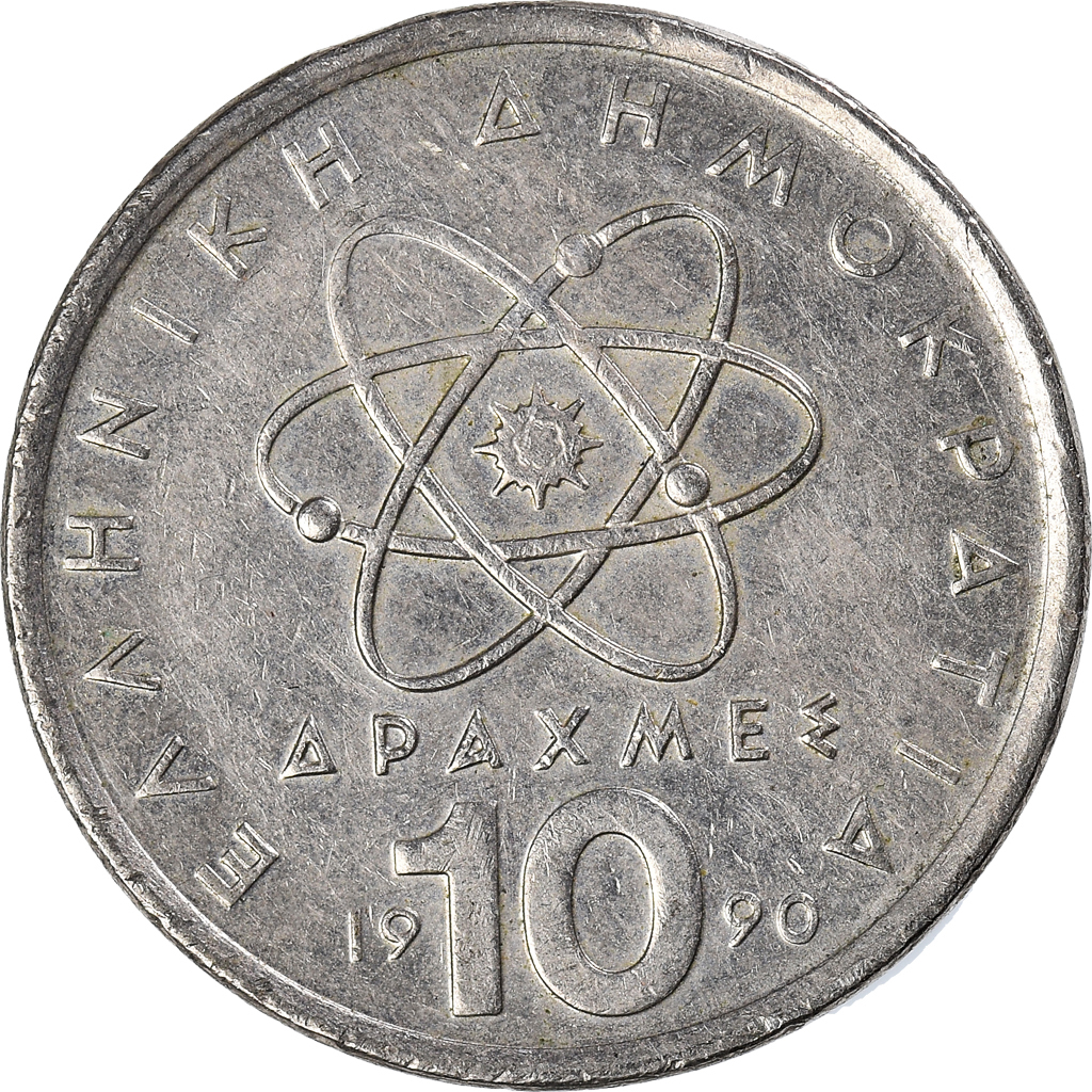 Moneda, Grecia, 10 Drachmes, 1990