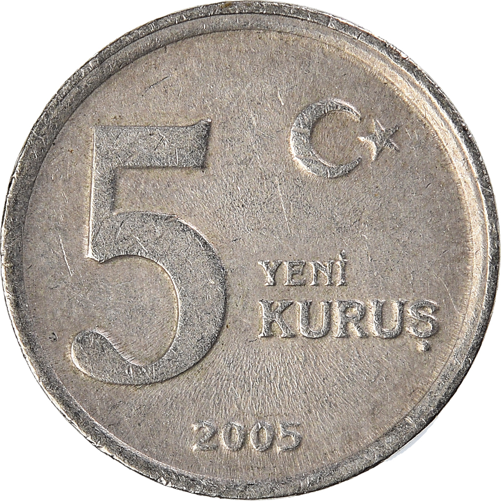 Moneda, Turquía, 5 New Kurus, 2005