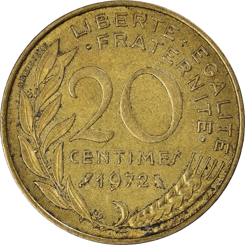 Moneda, Francia, 20 Centimes, 1972