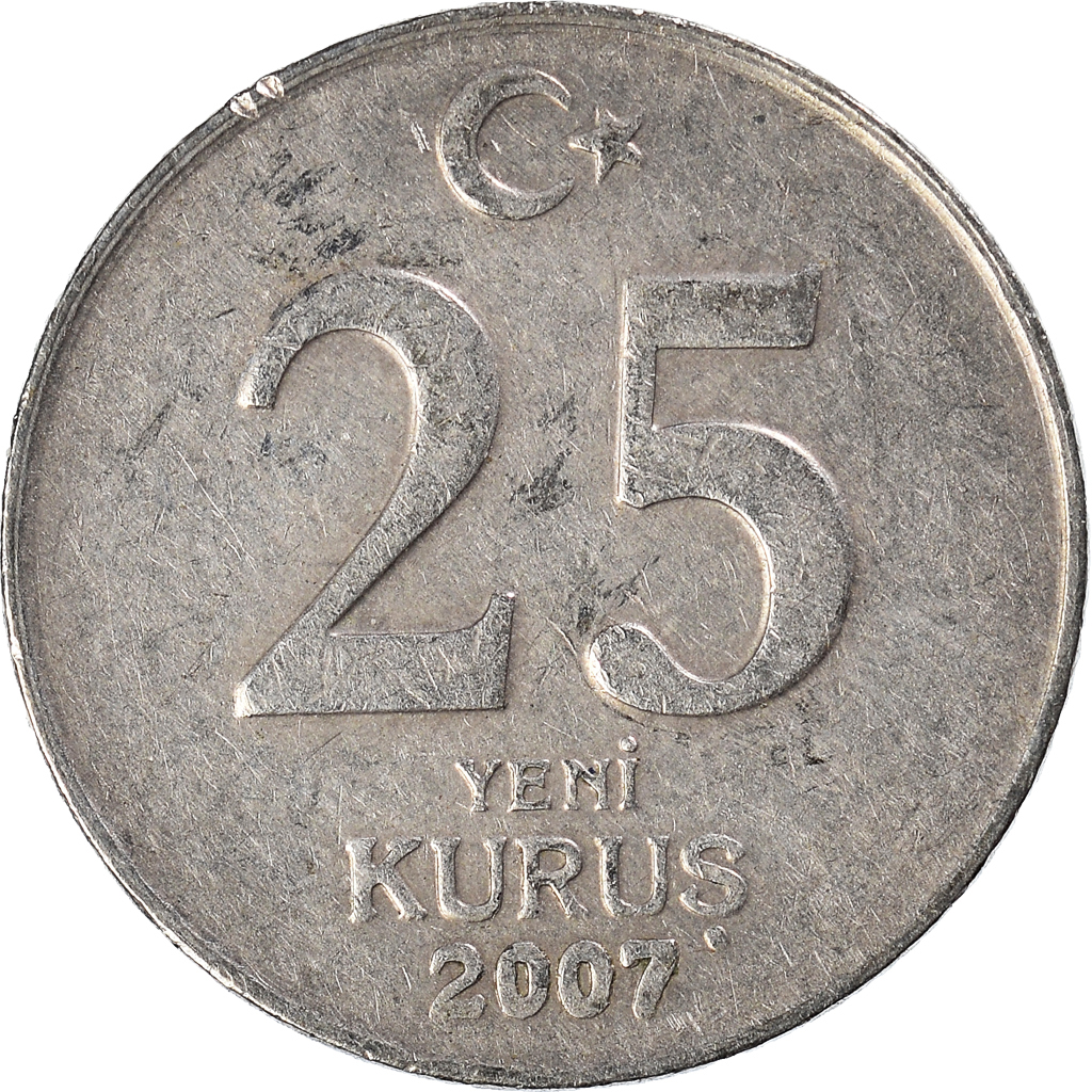 Moneda, Turquía, 25 New Kurus, 2007