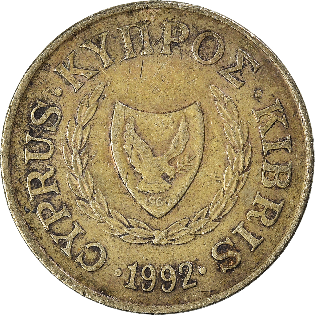 Moneda, Chipre, 5 Cents, 1992