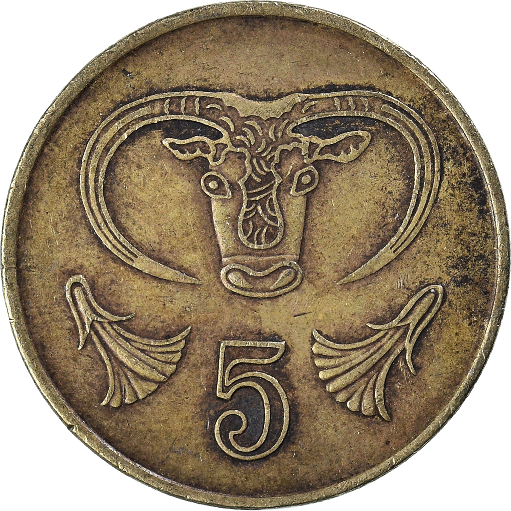 Moneda, Chipre, 5 Cents, 1992