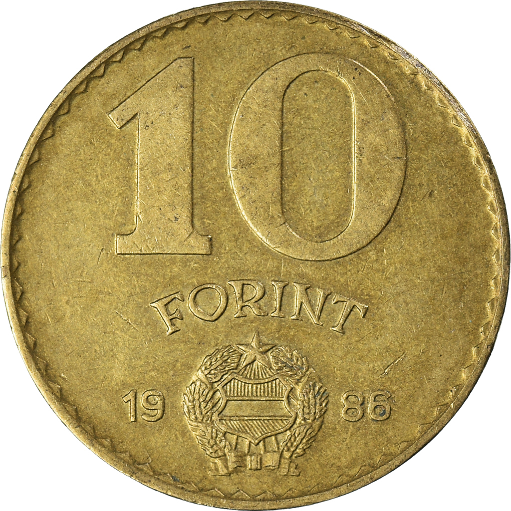 Moneda, Hungría, 10 Forint, 1986
