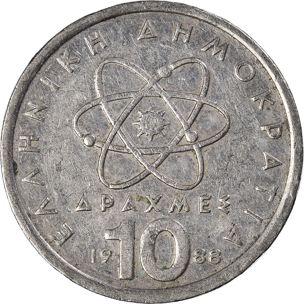 Moneda, Grecia, 10 Drachmes, 1988
