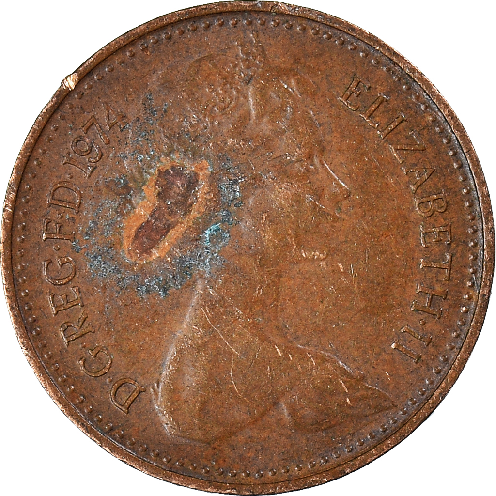 Moneda, Gran Bretaña, 1/2 New Penny, 1974