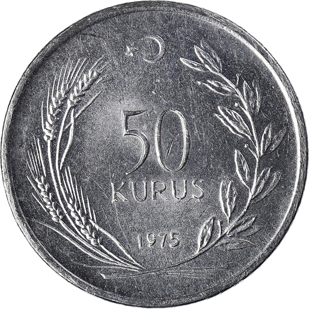 Moneda, Turquía, 50 Kurus, 1975