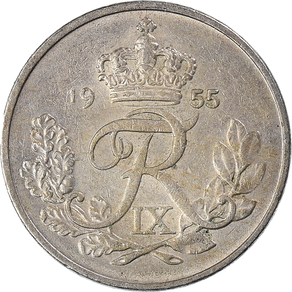 Moneda, Dinamarca, 10 Öre, 1955
