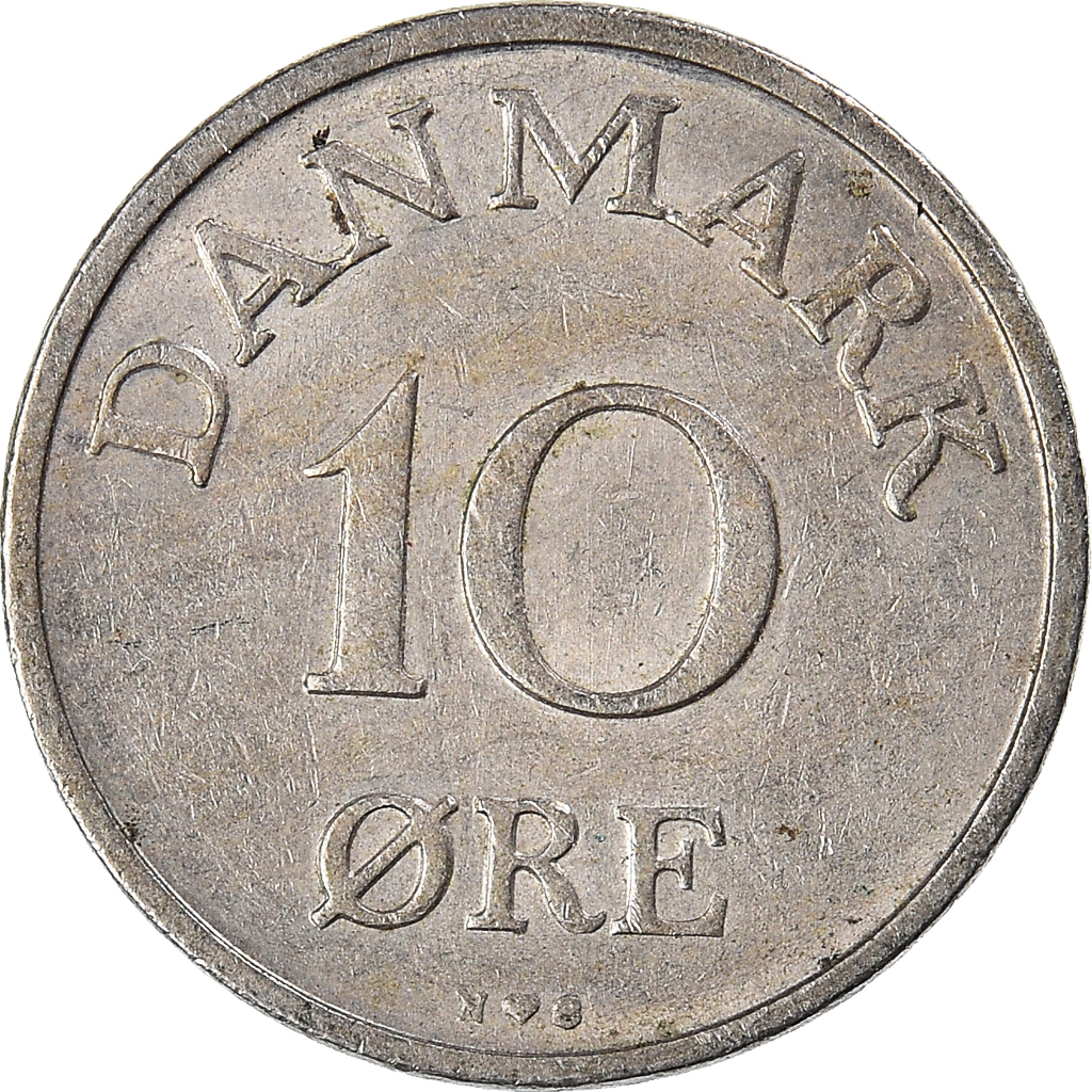 Moneda, Dinamarca, 10 Öre, 1955