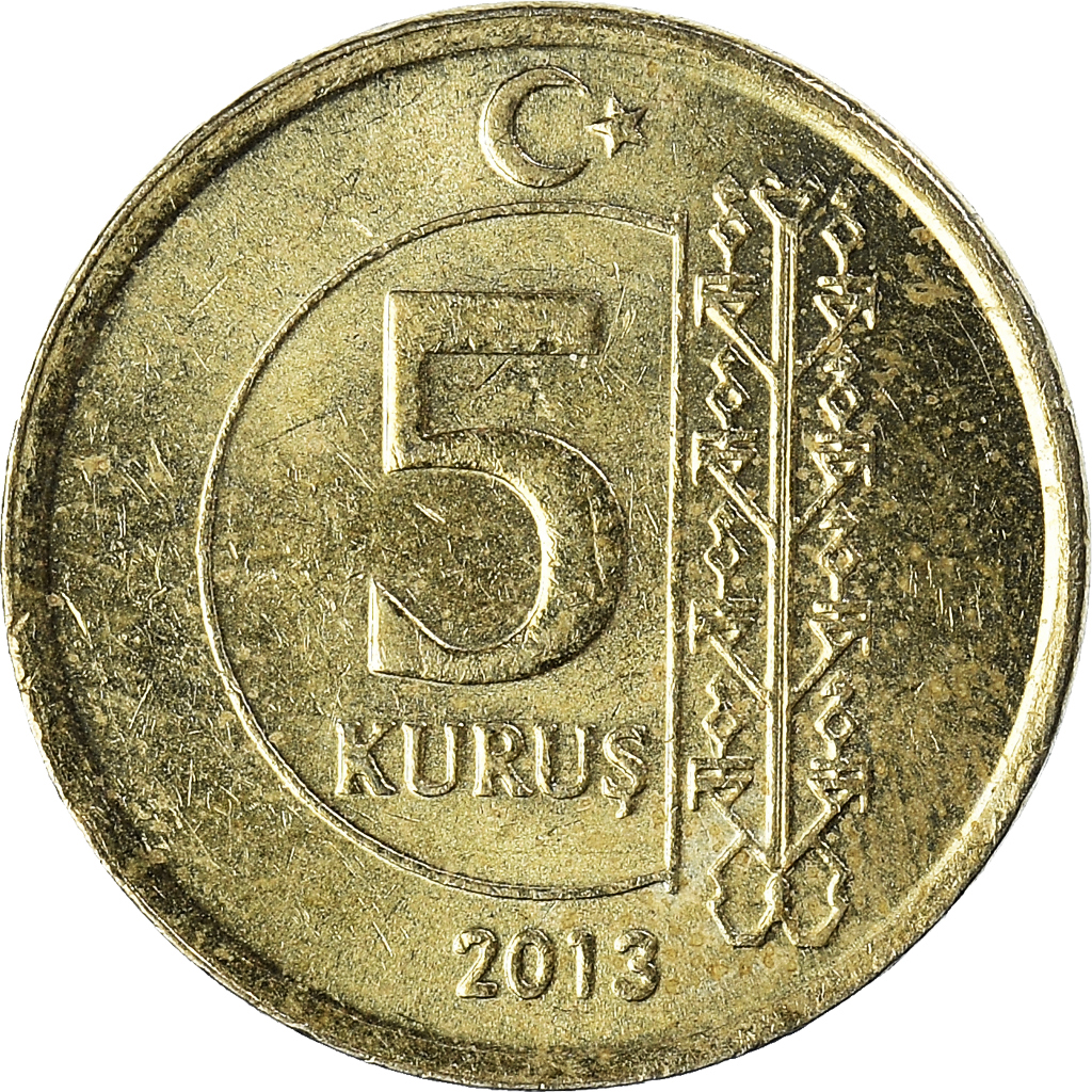 Moneda, Turquía, 5 Kurus, 2013