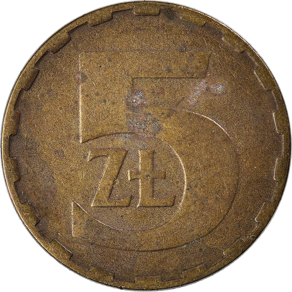 Moneda, Polonia, 5 Zlotych, 1984
