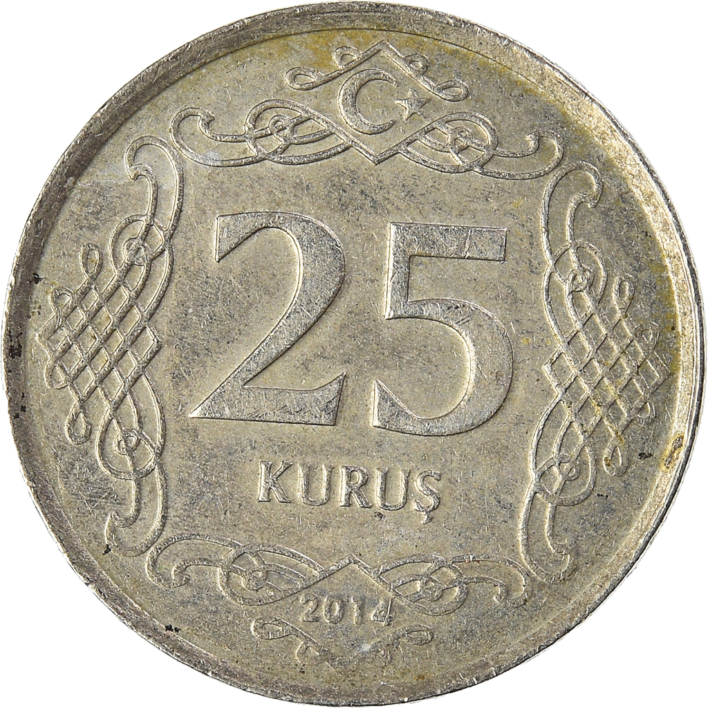 Moneda, Turquía, 25 Kurus, 2014