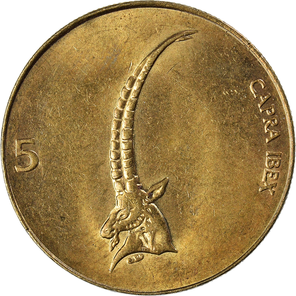 Moneda, Eslovenia, 5 Tolarjev, 2000