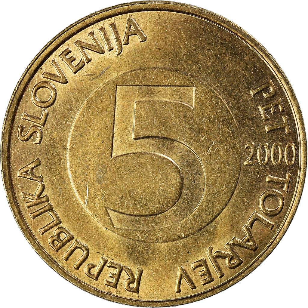 Moneda, Eslovenia, 5 Tolarjev, 2000