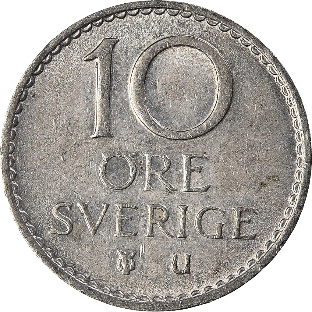 Moneda, Suecia, 10 Öre, 1966