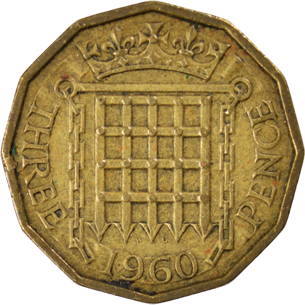 Moneda, Gran Bretaña, 3 Pence, 1960