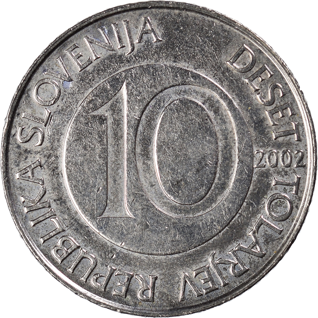 Coin, Slovenia, 10 Tolarjev, 2002