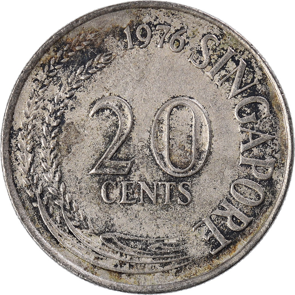 [#927487] Coin, Singapore, 20 Cents, 1976