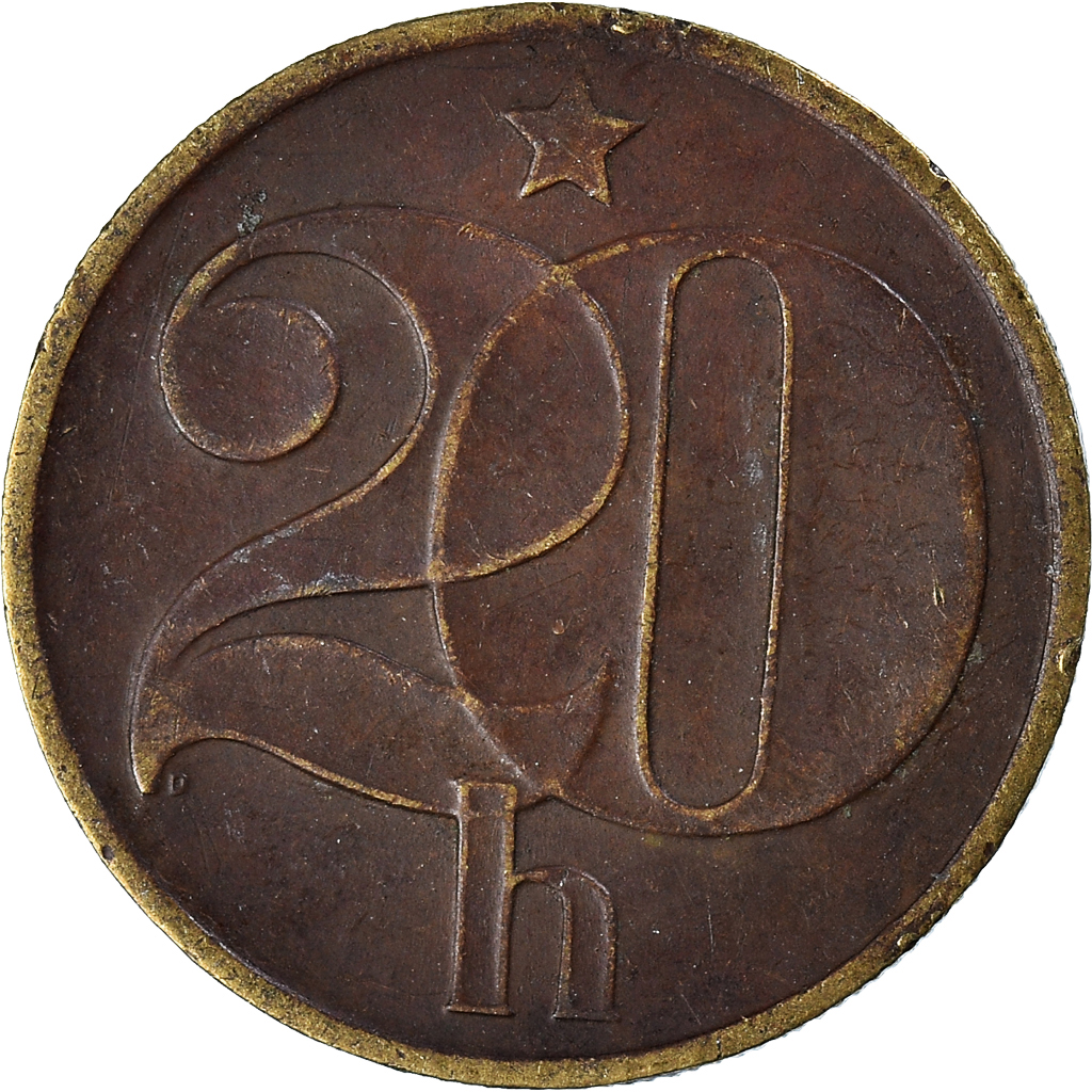 Coin, Czechoslovakia, 20 Haleru, 1974