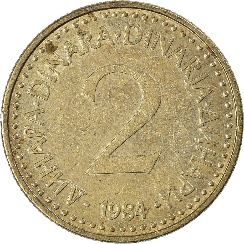 Moneda, Yugoslavia, 2 Dinara, 1984