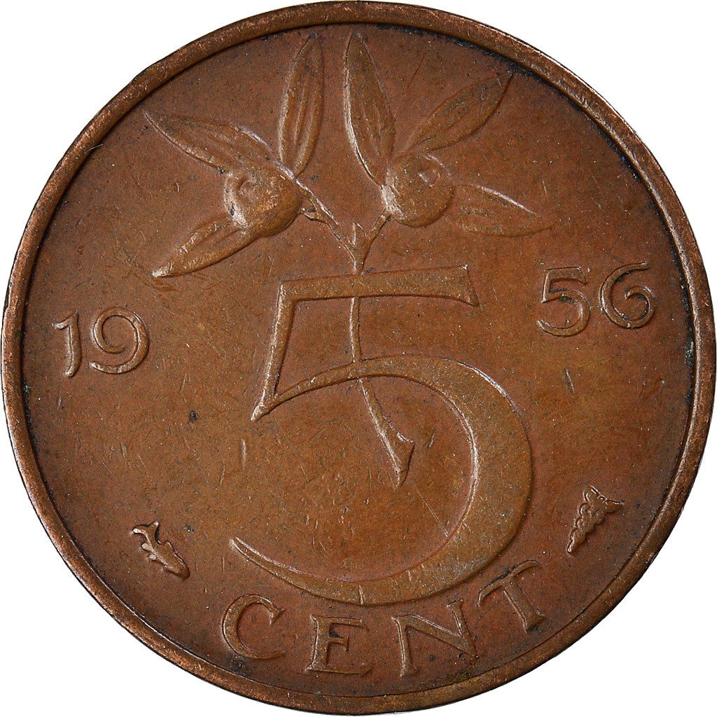 Coin, Netherlands, 5 Cents, 1956