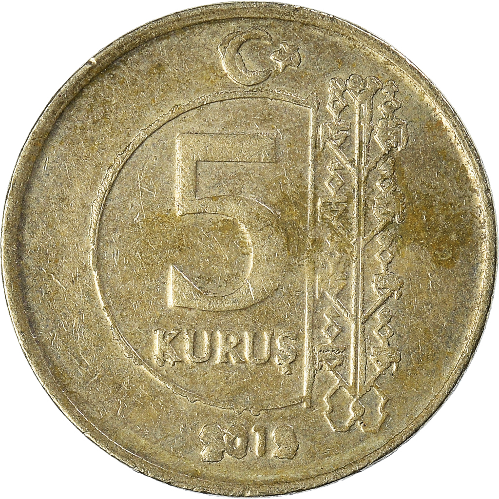 Moneda, Turquía, 5 Kurus, 2012