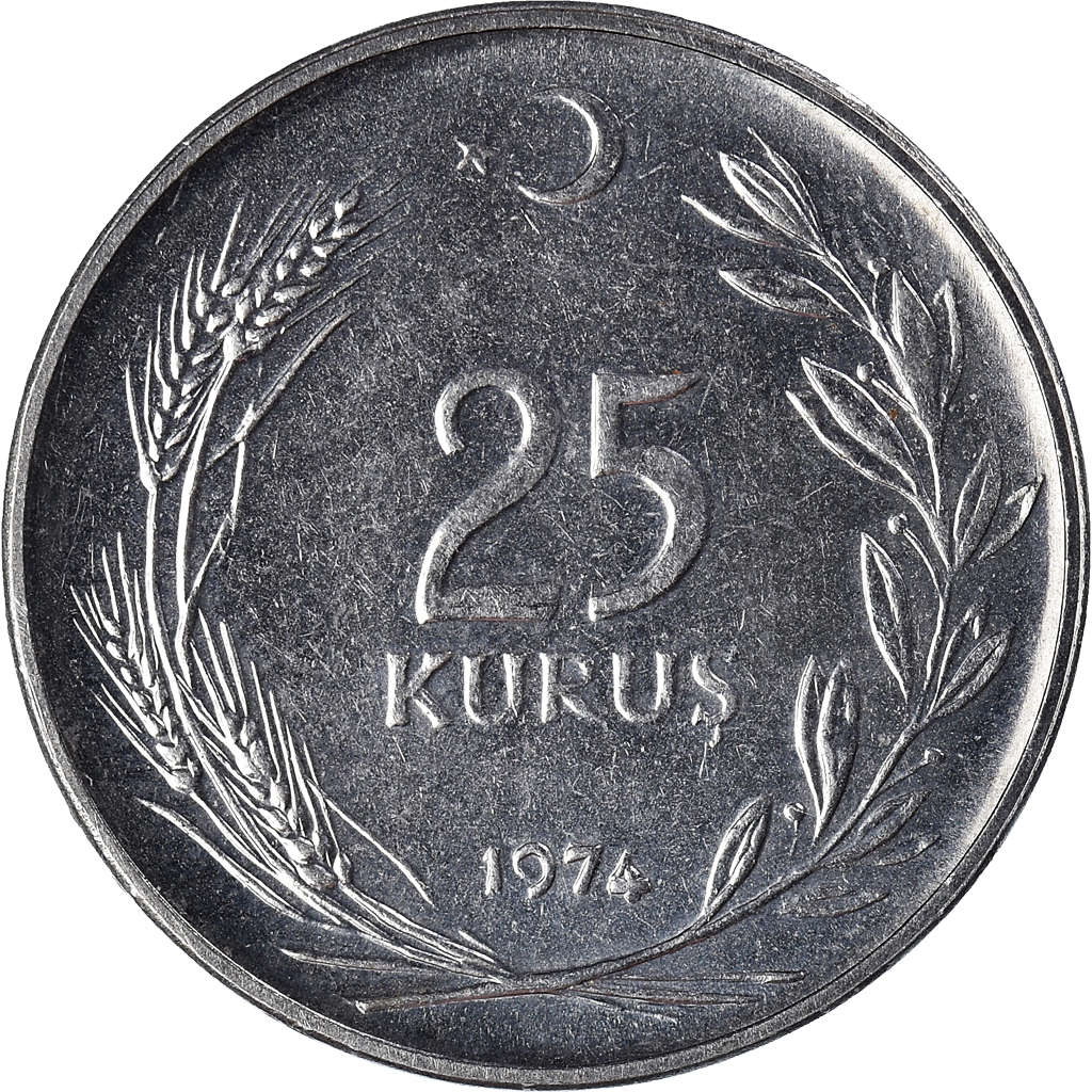 Coin, Turkey, 25 Kurus, 1974