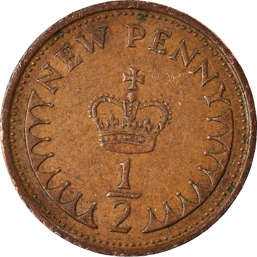 Coin, Great Britain, 1/2 New Penny, 1971