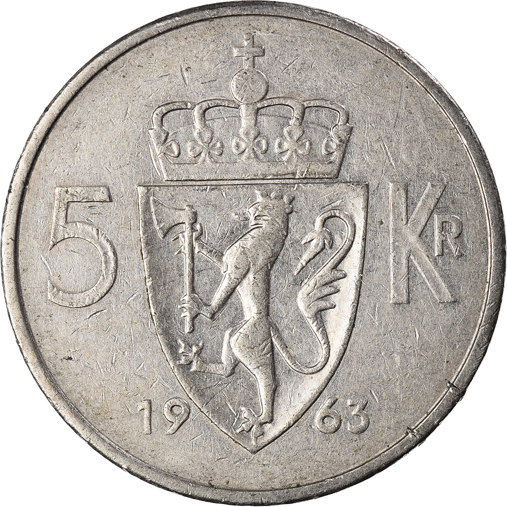 Moneda, Noruega, 5 Kroner, 1963