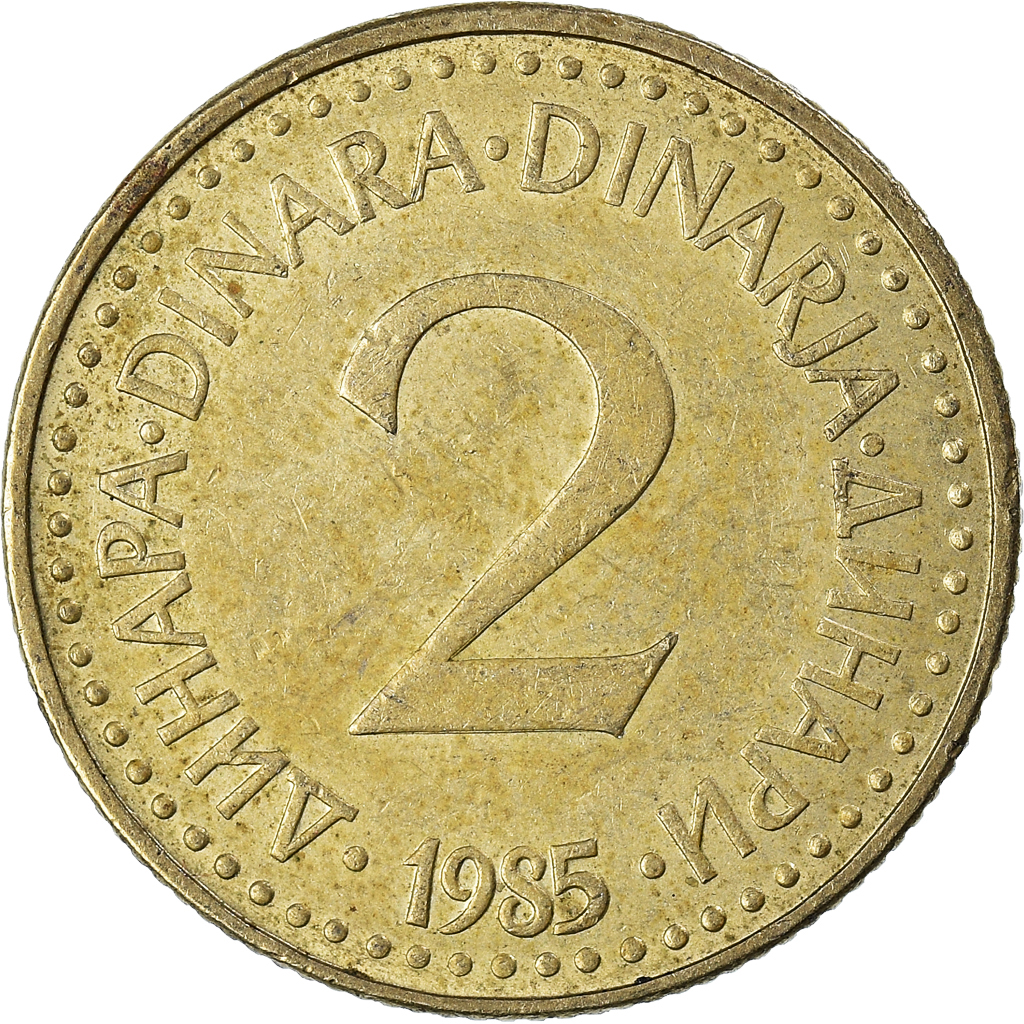 Moneda, Yugoslavia, 2 Dinara, 1985