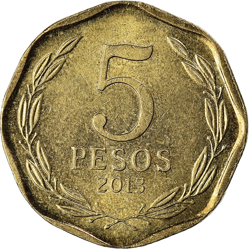 Moneda, Chile, 5 Pesos, 2013