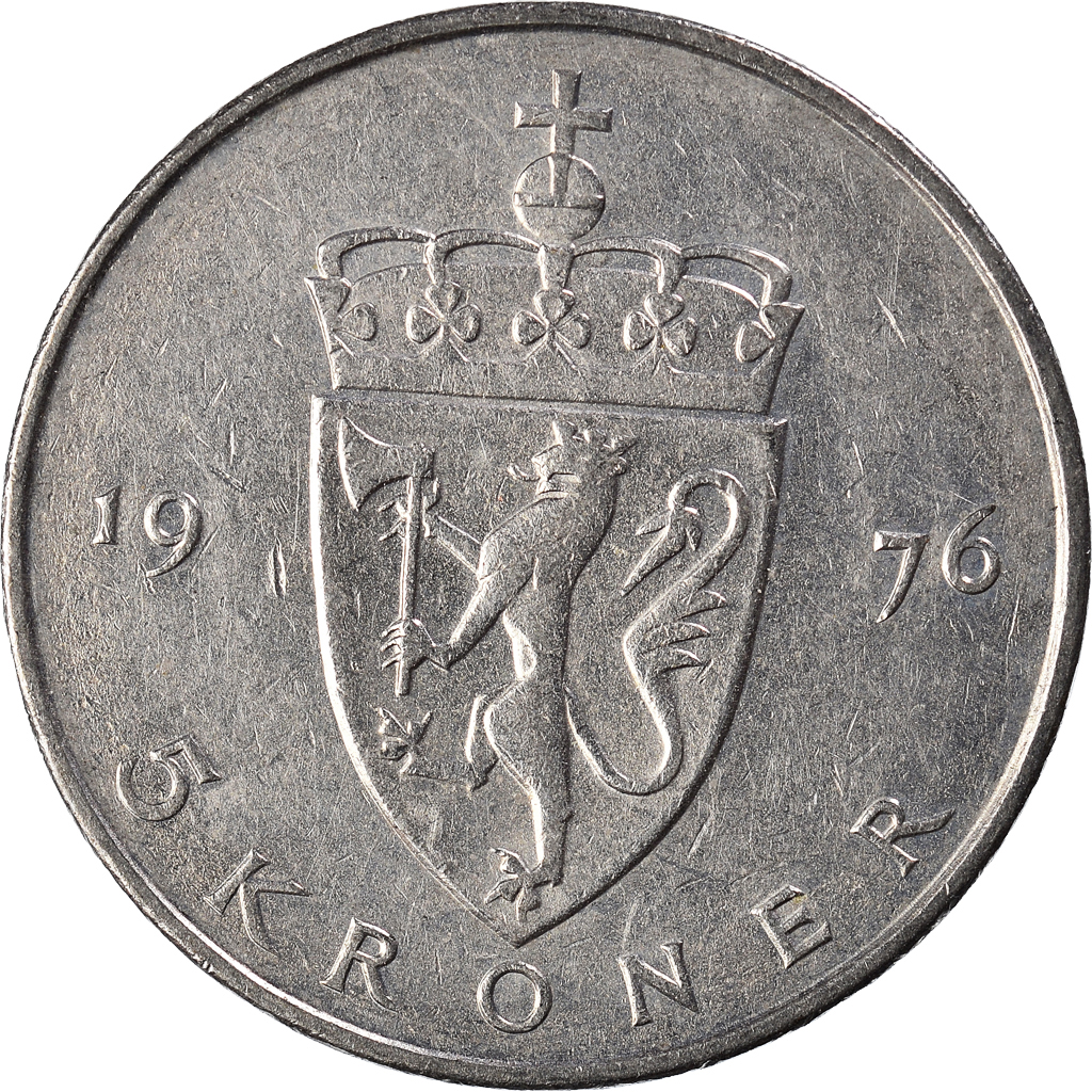 Moneda, Noruega, 5 Kroner, 1976