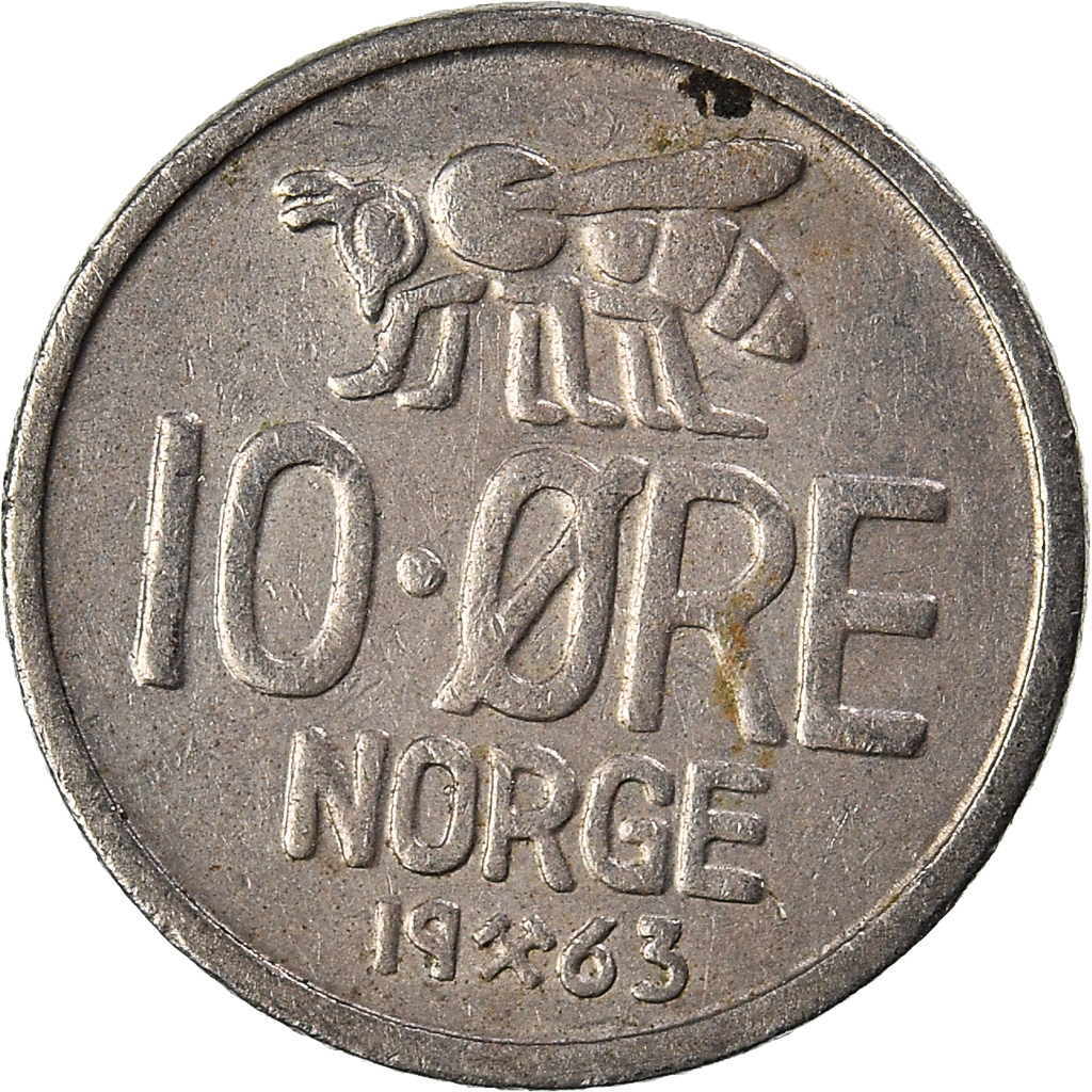 Moneda, Noruega, 10 Öre, 1963