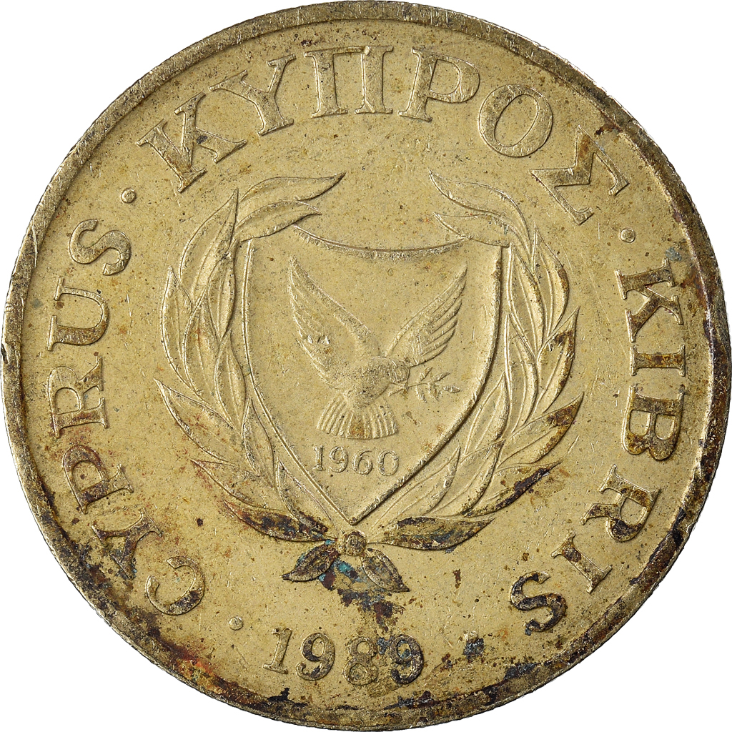 Moneda, Chipre, 20 Cents, 1989