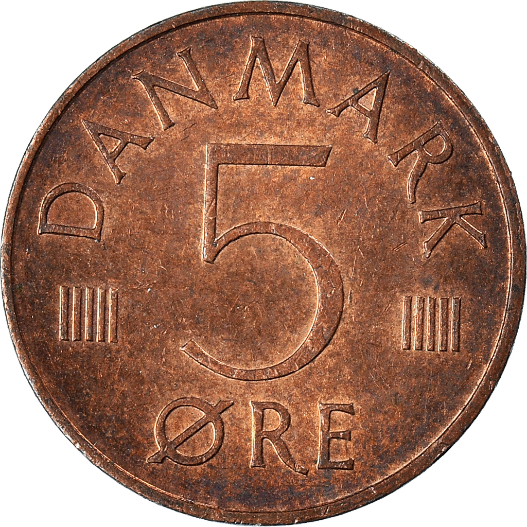 Moneda, Dinamarca, 5 Öre, 1974