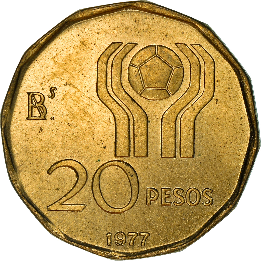 Coin, Argentina, 20 Pesos, 1977, , Aluminum-Bronze, KM:75