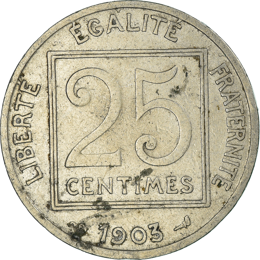 Moneda, Francia, 25 Centimes, 1903