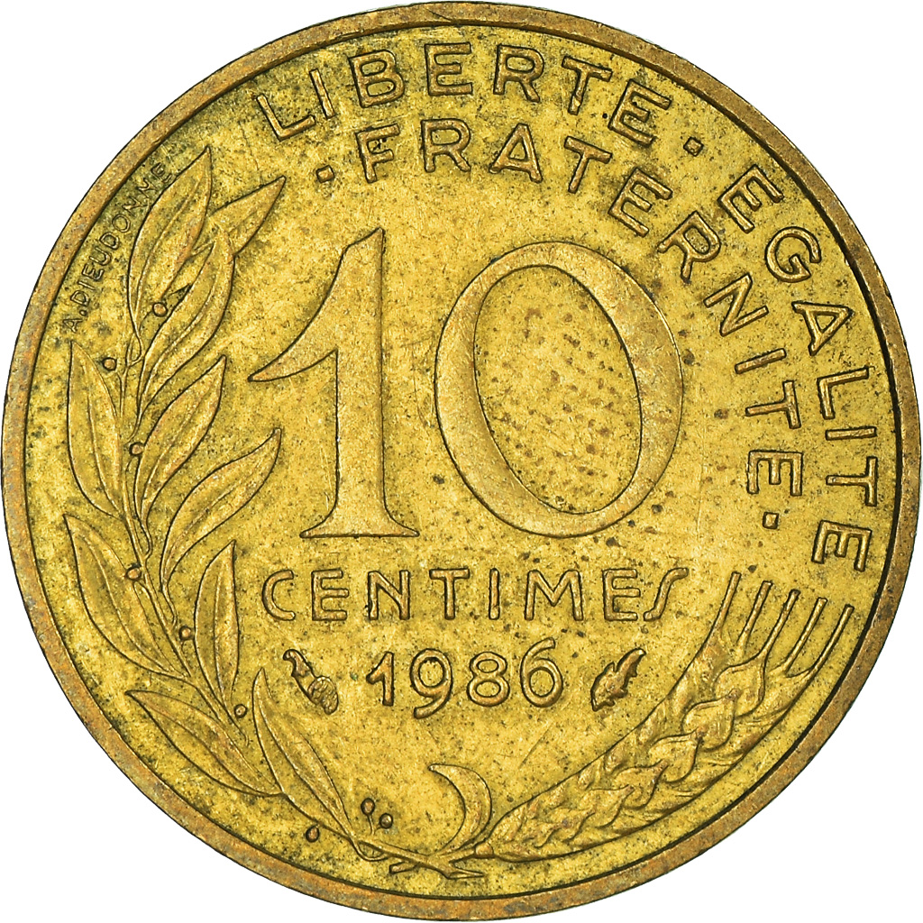 Moneda, Francia, 10 Centimes, 1986