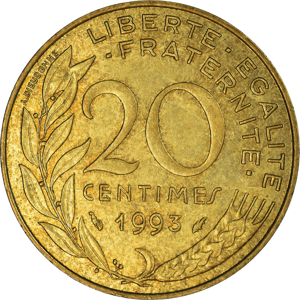 Moneda, Francia, 20 Centimes, 1993