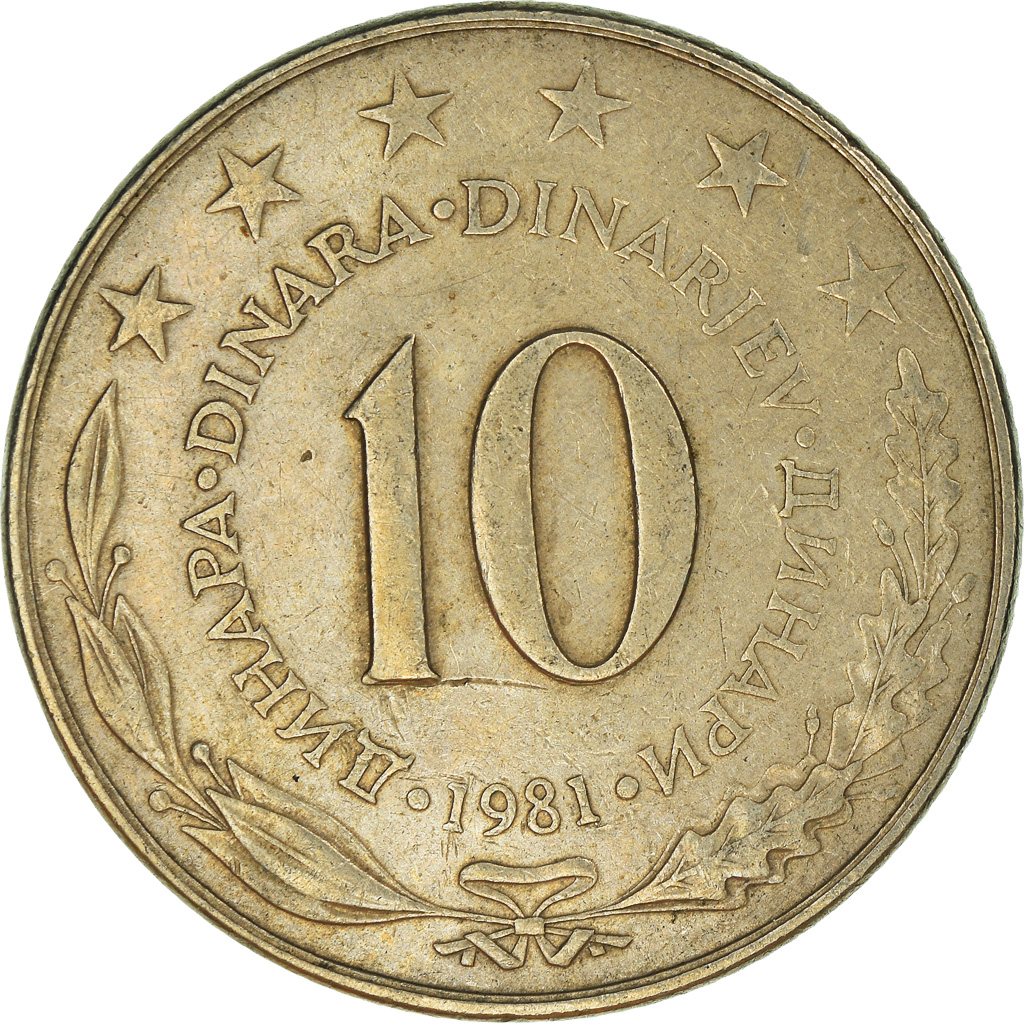 Moneda, Yugoslavia, 10 Dinara, 1981