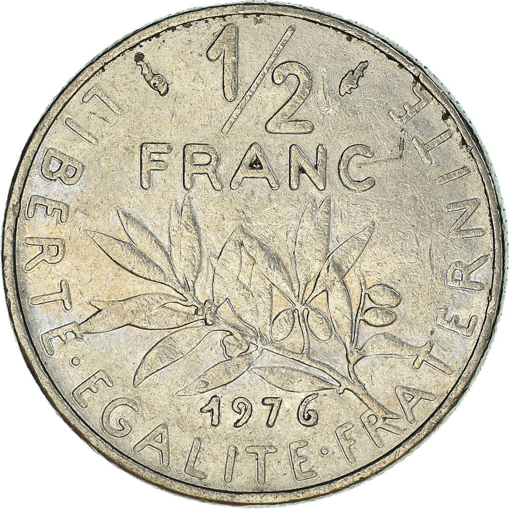 Moneda, Francia, 1/2 Franc, 1976