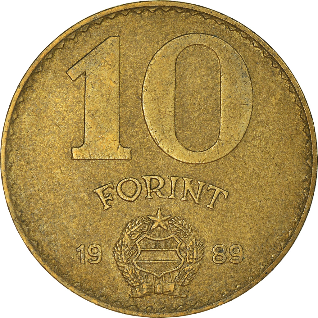 Moneda, Hungría, 10 Forint, 1989